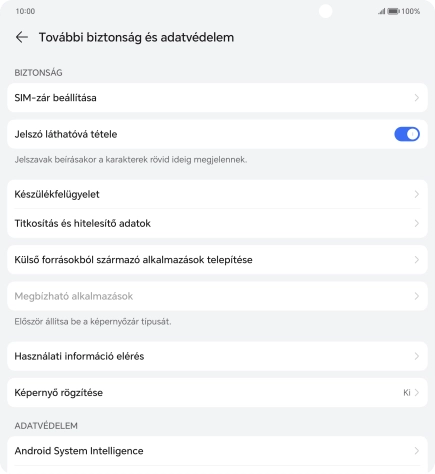 Válaszd a SIM-zár beállítása lehetőséget.
