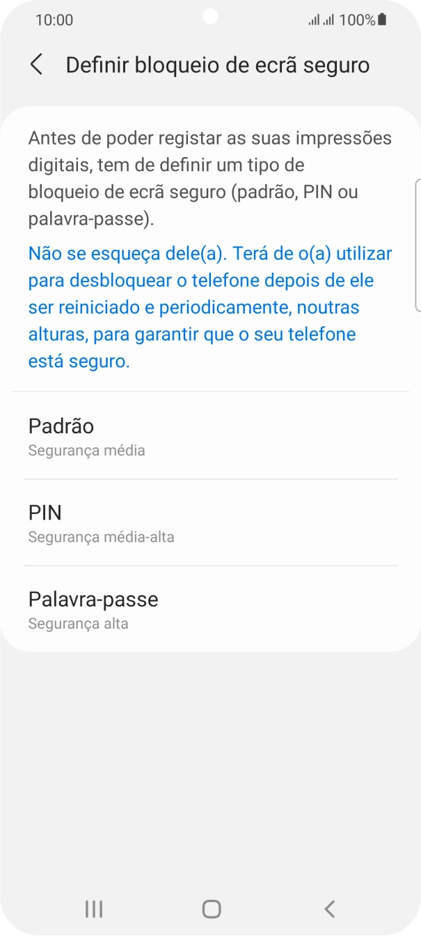 Prima o código de bloqueio do telefone pretendido e siga as indicações no ecrã para estabelecer um código de bloqueio adicional.
