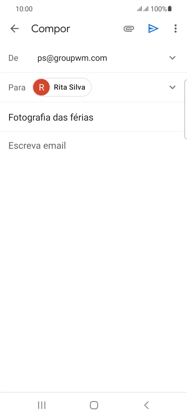 Prima o campo de escrita e escreva o texto do e-mail.
