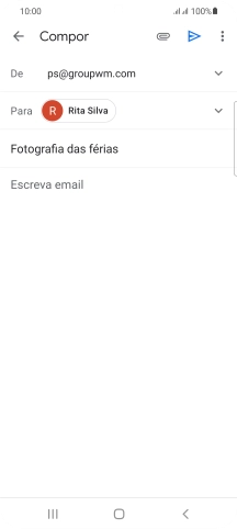 Prima o campo de escrita e escreva o texto do e-mail.