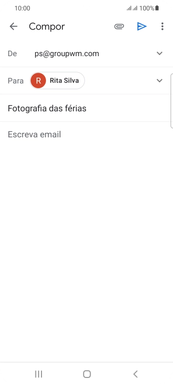 Prima o campo de escrita e escreva o texto do e-mail.
