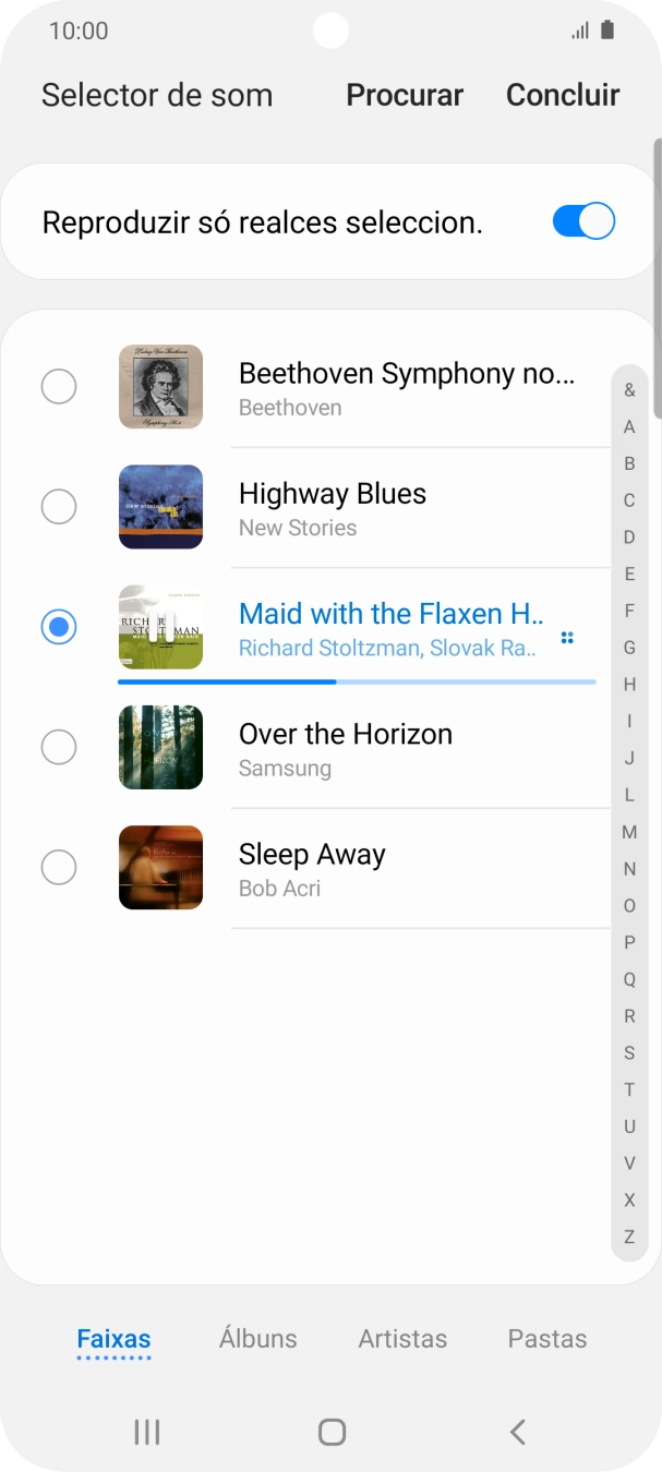 Quando tiver encontrado o tom de toque que pretende, prima Concluir.
