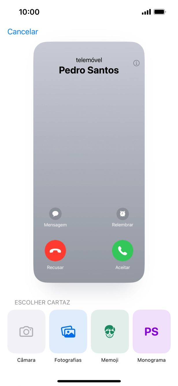 Prima a categoria pretendida e siga as indicações no ecrã para escolher e definir a fotografia pretendida para o seu cartaz de contacto.