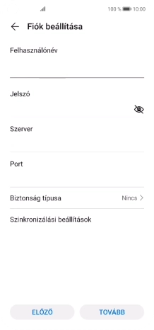 Kattints a „Szerver” alatti mezőre, és írd be az e-mail szolgáltatód bejövő szerverének a nevét.