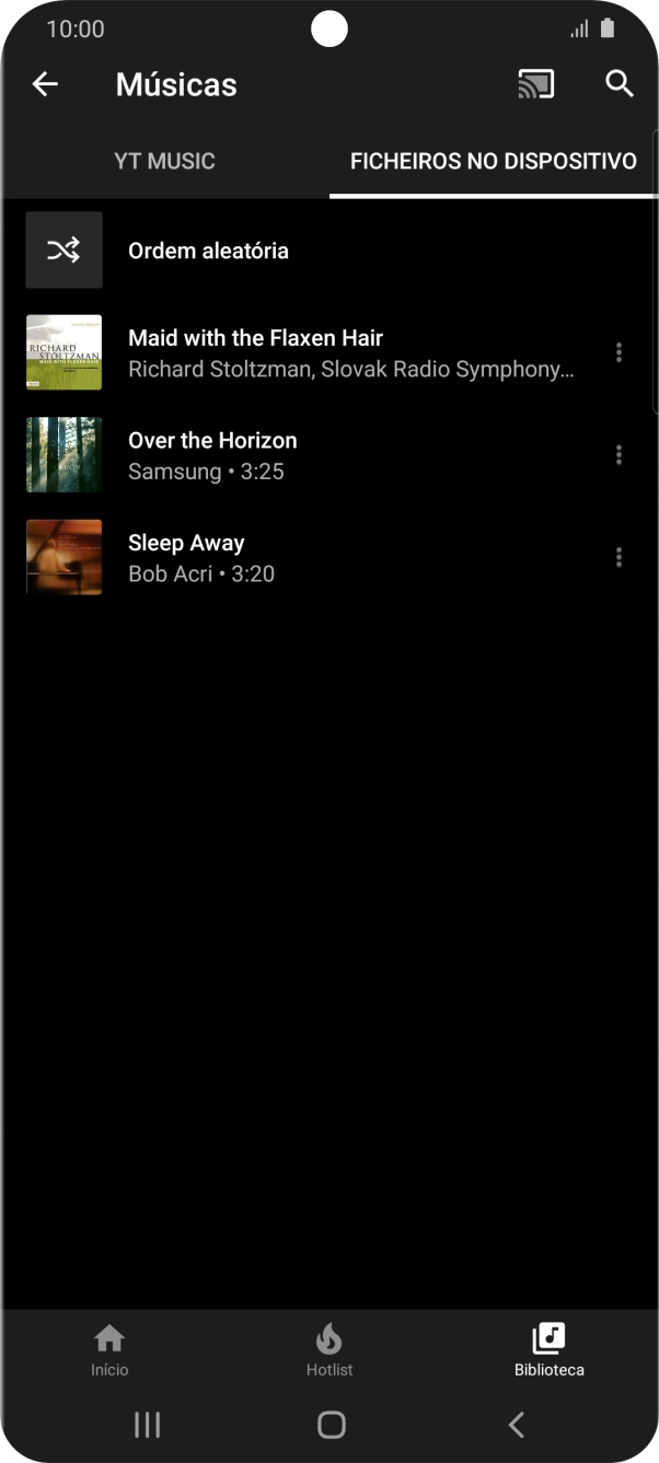 Prima o ficheiro de música pretendido.