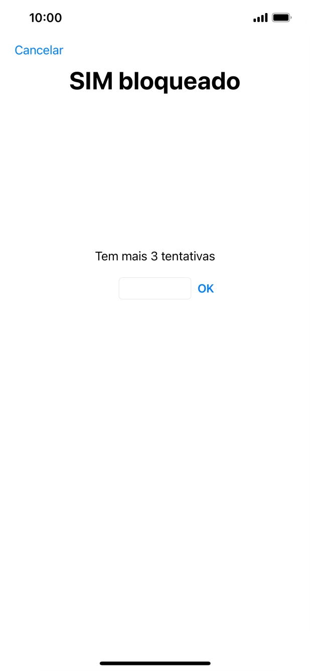 Se o cartão SIM estiver bloqueado, deve introduzir o código PIN e premir OK.