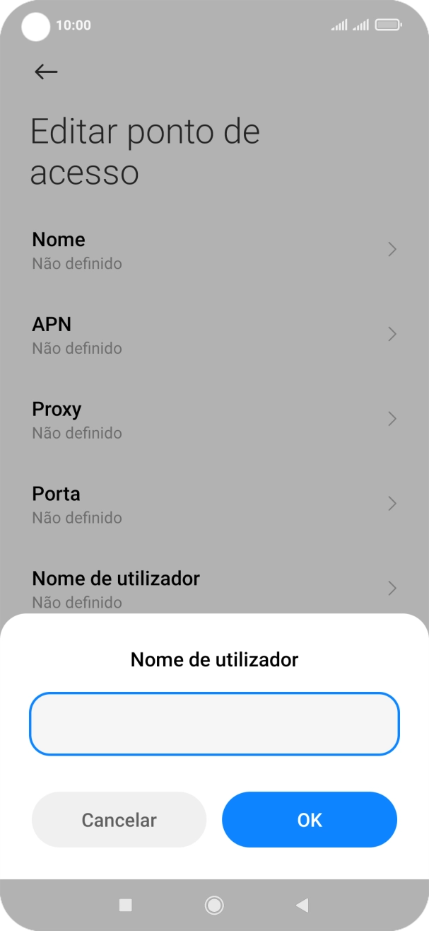 Introduza vodafone e prima OK.