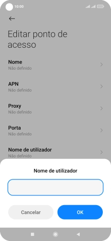 Introduza vodafone e prima OK.