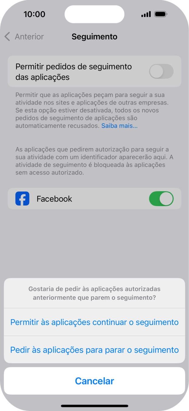 Se desativar a função, prima a definição pretendida.