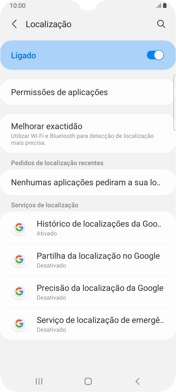 Prima Permissões de aplicações.