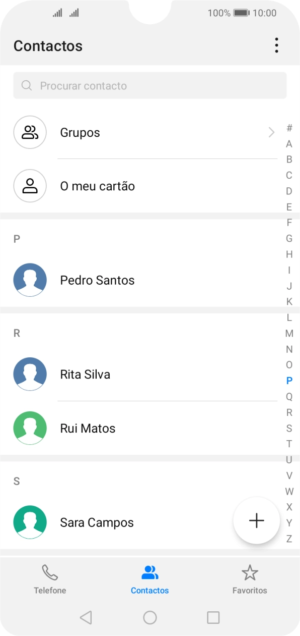 Prima o ícone de novo contacto.