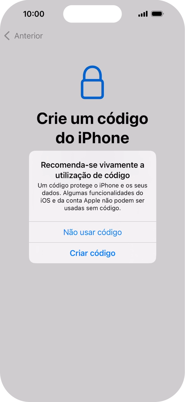 Se desativar a função, prima Não usar código.