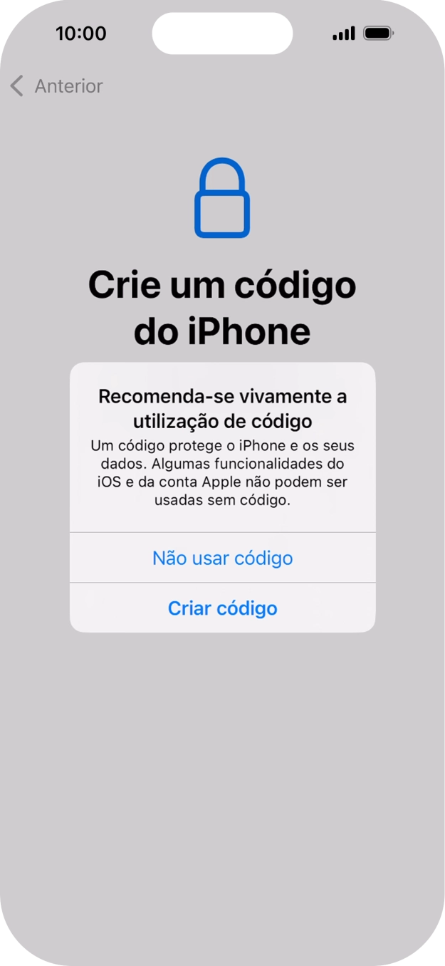 Se desativar a função, prima Não usar código.