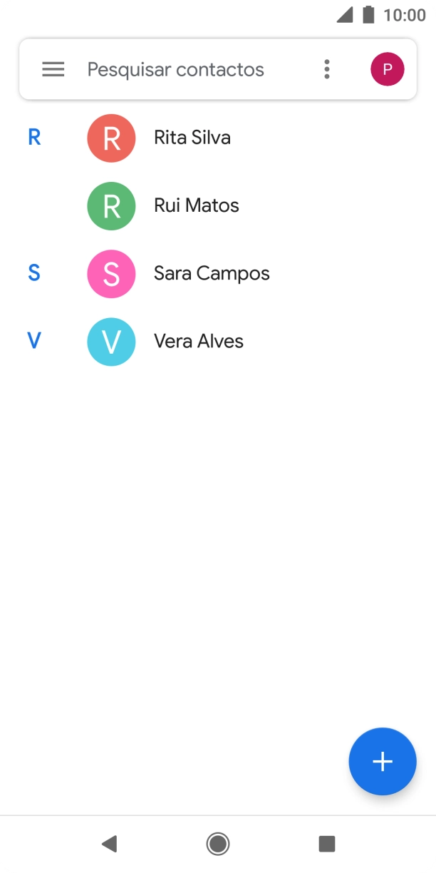 Prima o contacto pretendido.