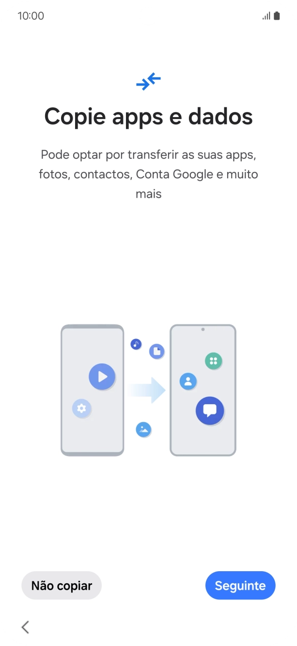 É possível transferir conteúdo de outro telefone quando o telefone for ativado antes da primeira utilização e quando o telefone tiver sido reiniciado. Quando esta imagem for mostrada no ecrã, o telefone está pronto para transferir conteúdo de outro telefone.