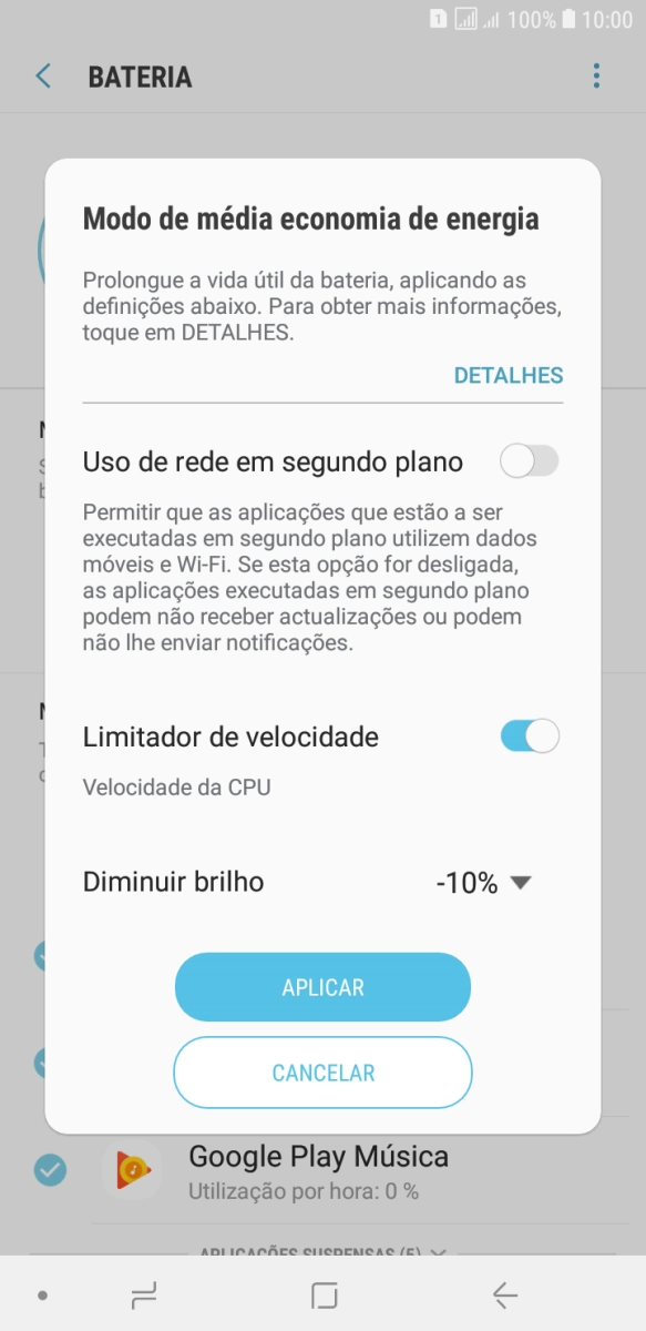 Prima APLICAR para ativar a função.