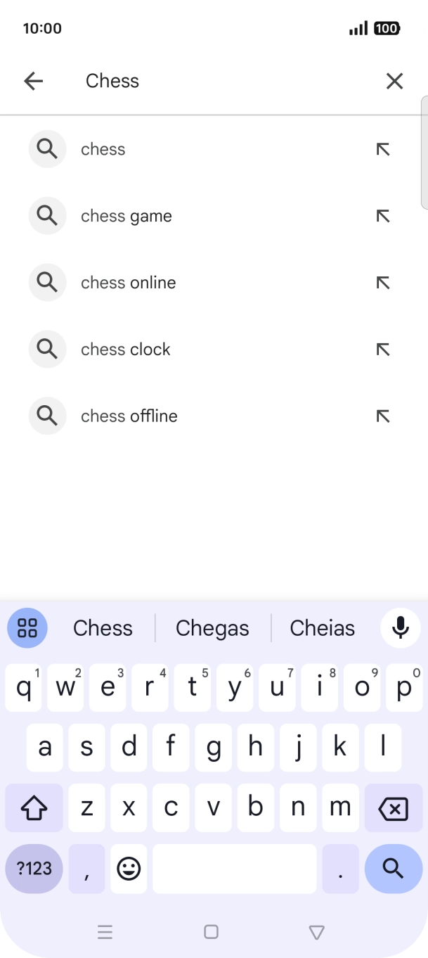 Introduza o nome ou categoria da app pretendida e prima o ícone para pesquisar.