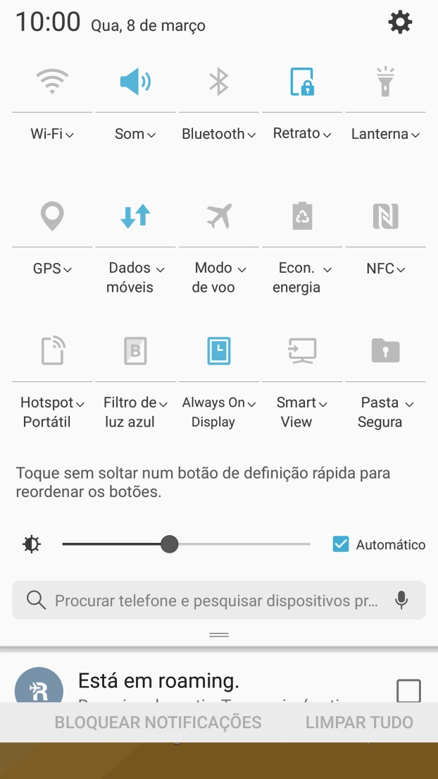 Prima Dados móveis para ativar ou desativar a função.