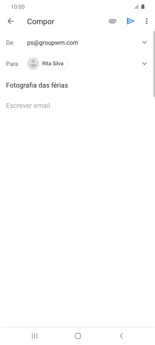 Prima o campo de escrita e escreva o texto do e-mail.