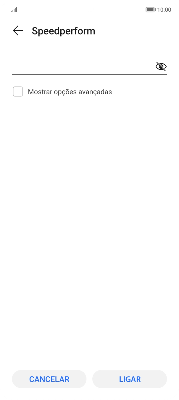 Introduza a password da rede Wi-Fi e prima LIGAR.