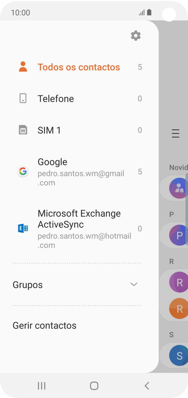 Prima Gerir contactos.