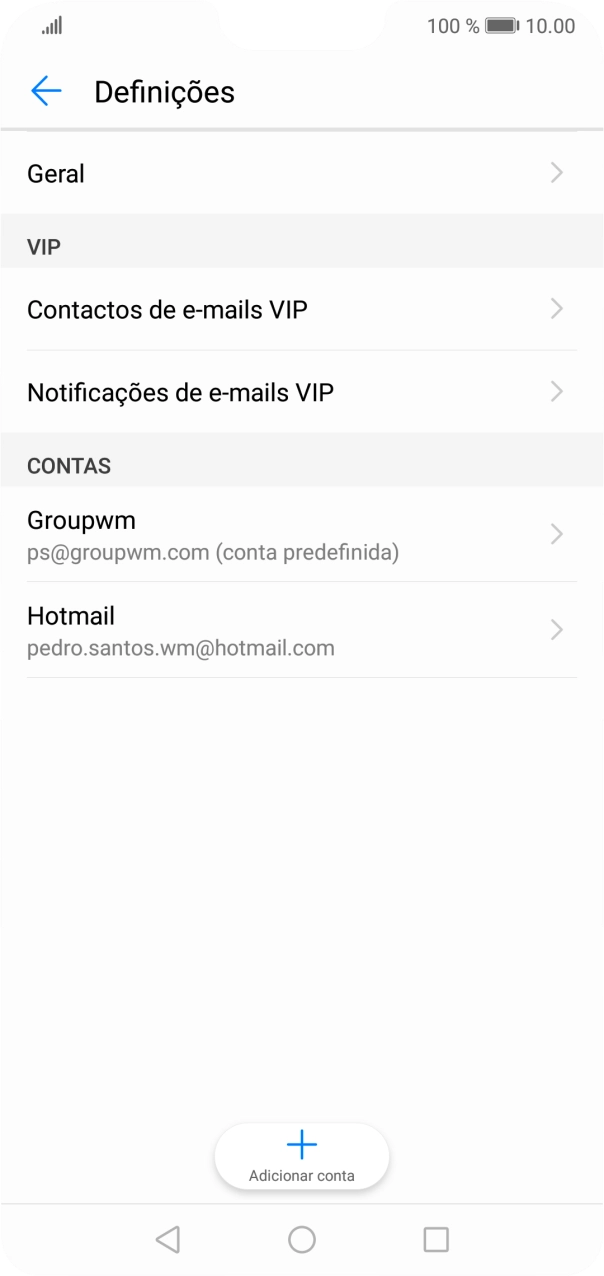Prima a conta de e-mail pretendida.