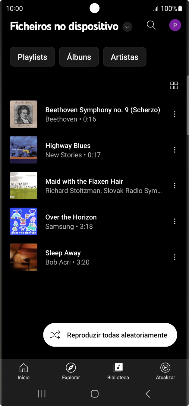 Prima o ficheiro de música pretendido.