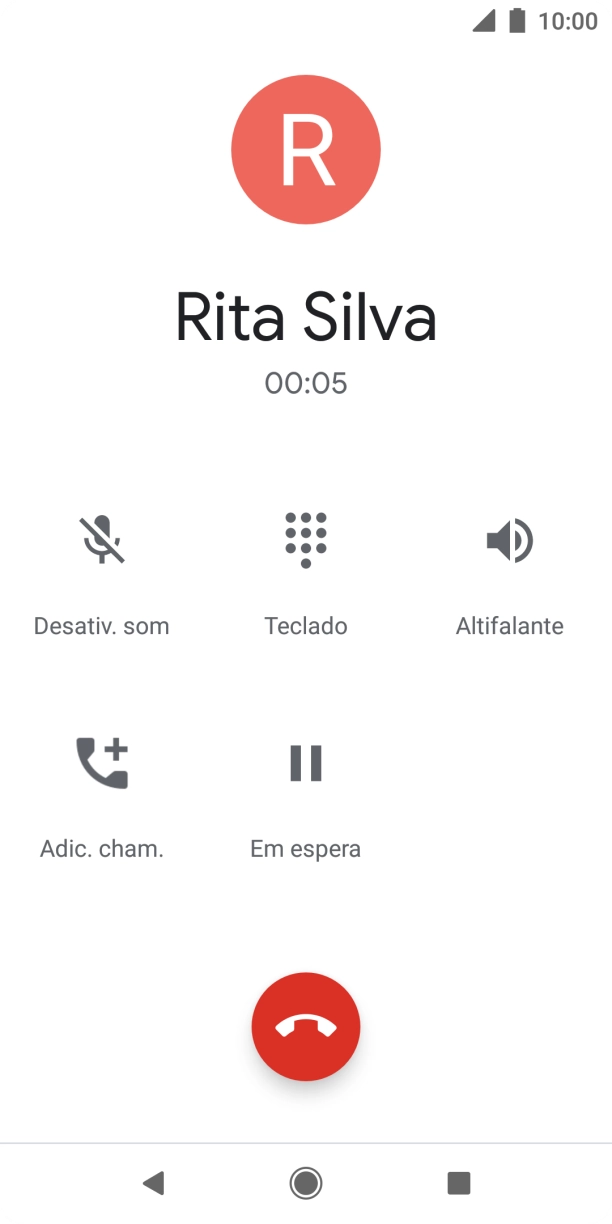 Prima o ícone para terminar a chamada.