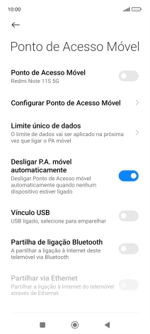 Prima Configurar Ponto de Acesso Móvel.
