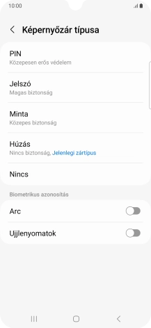 Válaszd az Ujjlenyomatok lehetőséget.