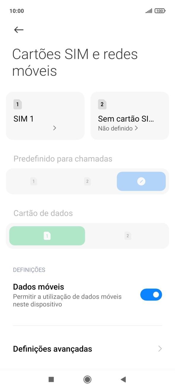 Prima o nome do cartão SIM.