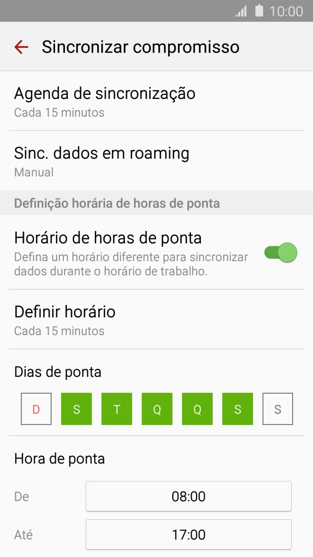 Prima Agenda de sincronização.