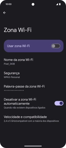 Prima Palavra-passe da zona Wi-Fi e introduza a password pretendida.