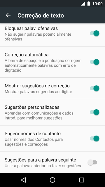 Prima Sugestões para a palavra seguinte para ativar a função.