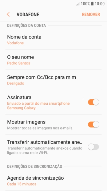 Prima Agenda de sincronização.