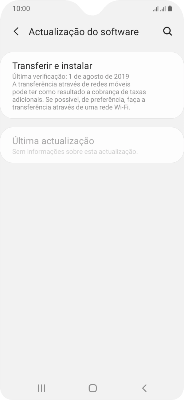 Prima Transferir e instalar. Se existir uma nova versão de software disponível, será agora indicado no ecrã. Siga as indicações no ecrã para atualizar o software do telefone.