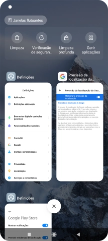 Para terminar uma aplicação em curso, deslize o dedo para a direita na aplicação pretendida.