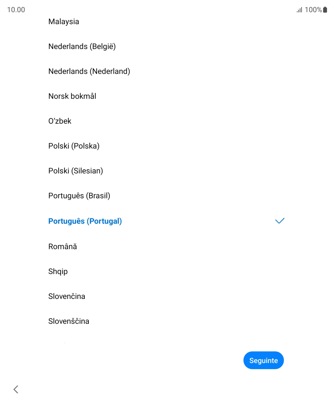 Prima o idioma pretendido.