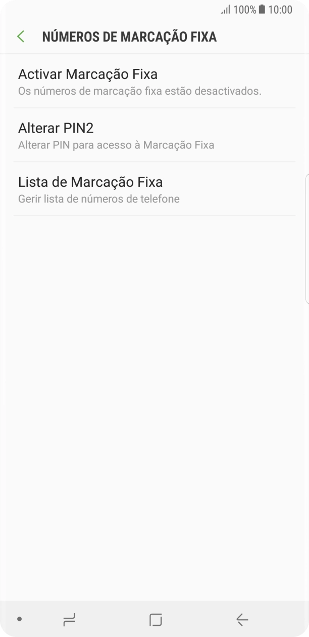 Prima Activar Marcação Fixa para ativar a marcação permitida.