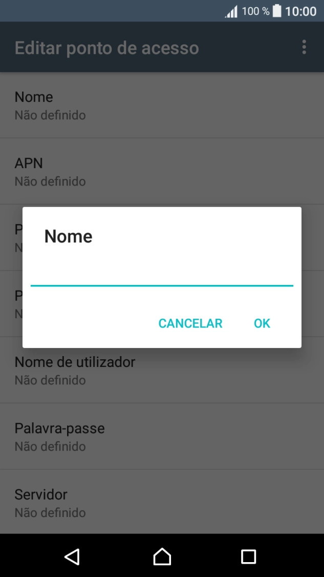 Introduza Vodafone Internet e prima OK.