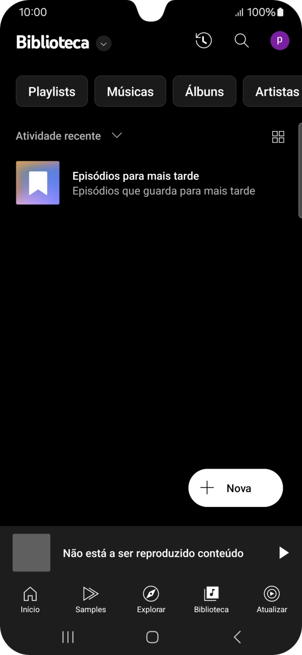 Prima a lista suspensa.