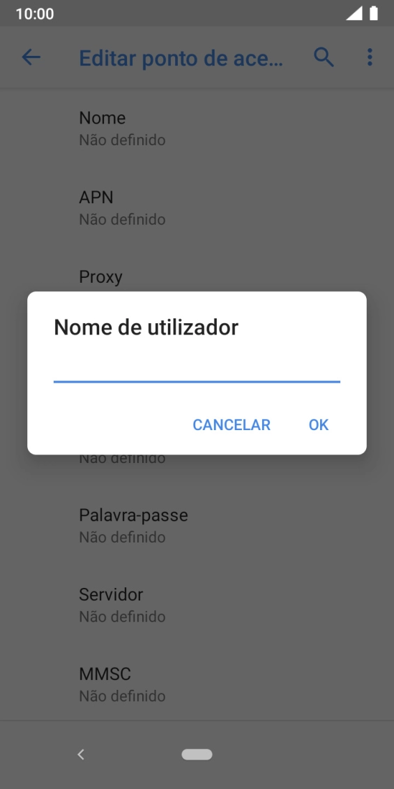 Introduza vodafone e prima OK.