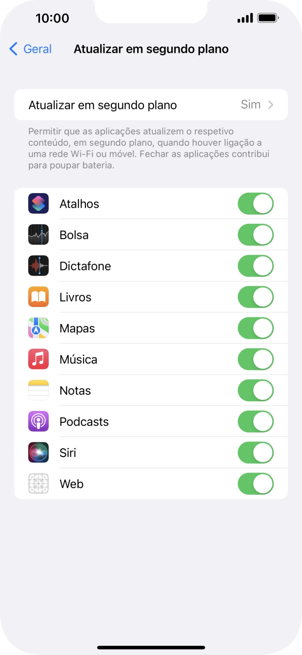 Prima Atualizar em segundo plano.