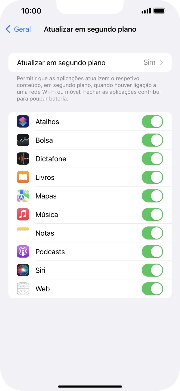 Prima Atualizar em segundo plano.