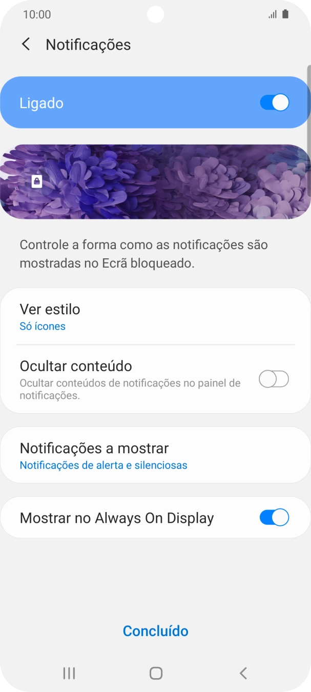 Prima os indicadores junto às definições pretendidas para as ativar ou desativar.