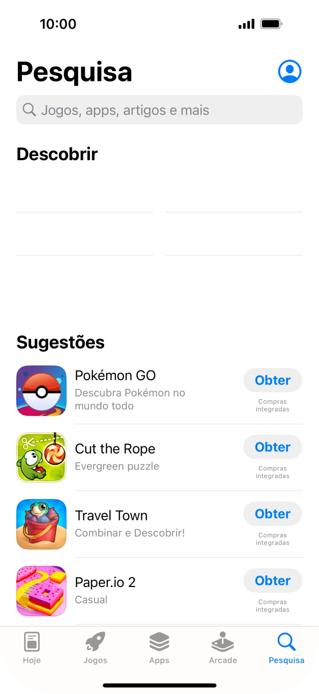 Prima o campo de pesquisa e introduza o nome ou categoria da app pretendida.
