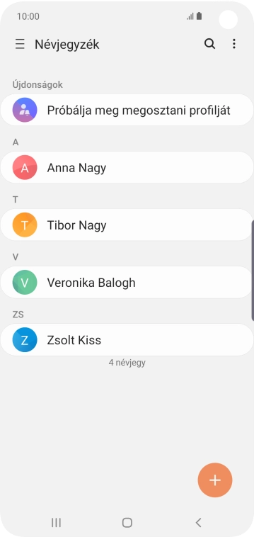 Kattints az új kontaktok ikonra.