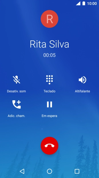 Prima o ícone para terminar a chamada.