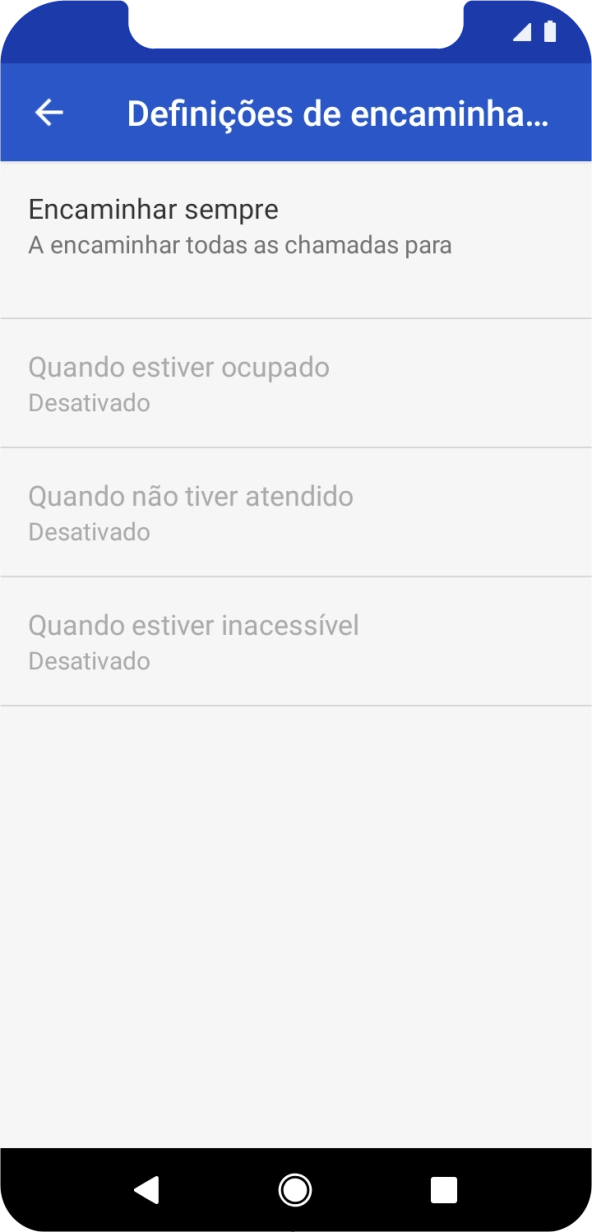 Prima o tipo de desvio pretendido.