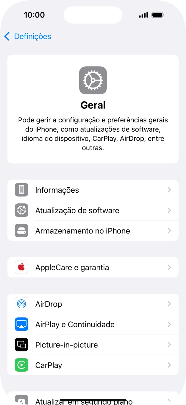 Prima Atualização de software. Se existir uma nova versão de software disponível, será agora indicado no ecrã. Siga as indicações no ecrã para atualizar o software do telefone.